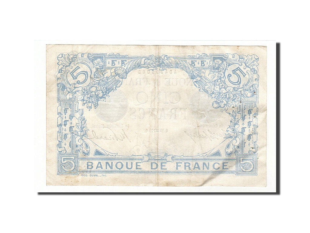 Biljet, Frankrijk, 5 Francs, 5 F 1912-1917 ''Bleu'', 1917, 1917-01-29, TTB