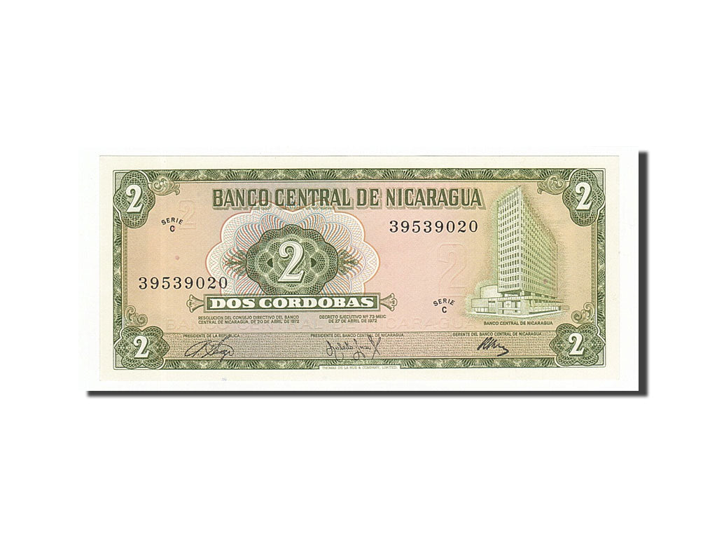 Banknote, Nicaragua, 2 Cordobas, 1972, Undated, KM:121a, UNC(65-70)