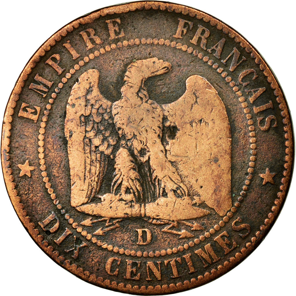 Moneda, Francia, Napoleon III, Napoléon III, 10 Centimes, 1853, Lyon, BC