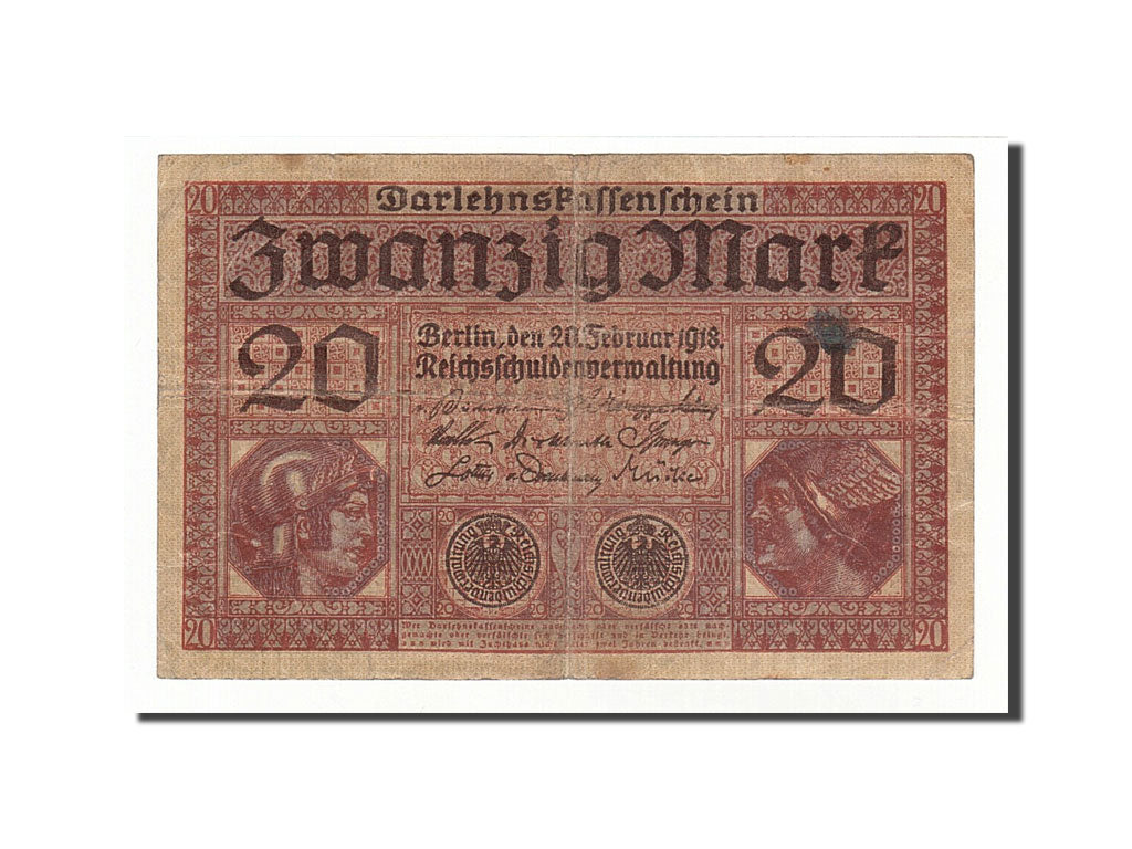 Banknote, Germany, 20 Mark, 1918, 1918-02-20, KM:57, VF(30-35)