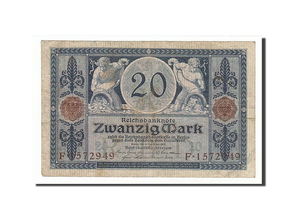 Banknote, Germany, 20 Mark, 1915, 1915-11-04, KM:63, VF(20-25)