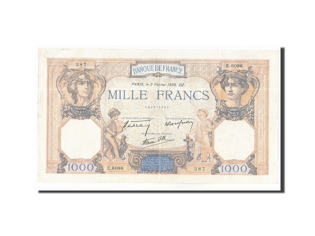 Banknote, France, 1000 Francs, 1939, 1939-02-02, AU(50-53), Fayette:38.34