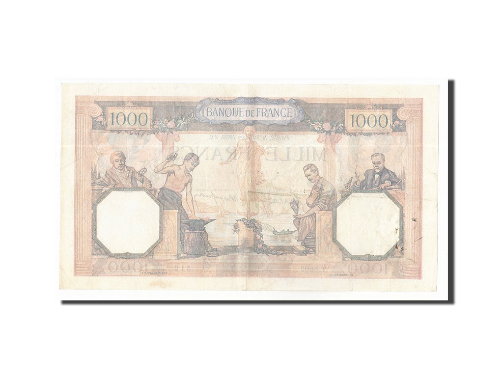 Banknote, France, 1000 Francs, 1939, 1939-03-30, AU(50-53), Fayette:38.35
