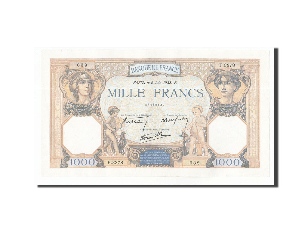 Geldschein, Frankreich, 1000 Francs, 1938, 1938-06-09, SS+, Fayette:38.18