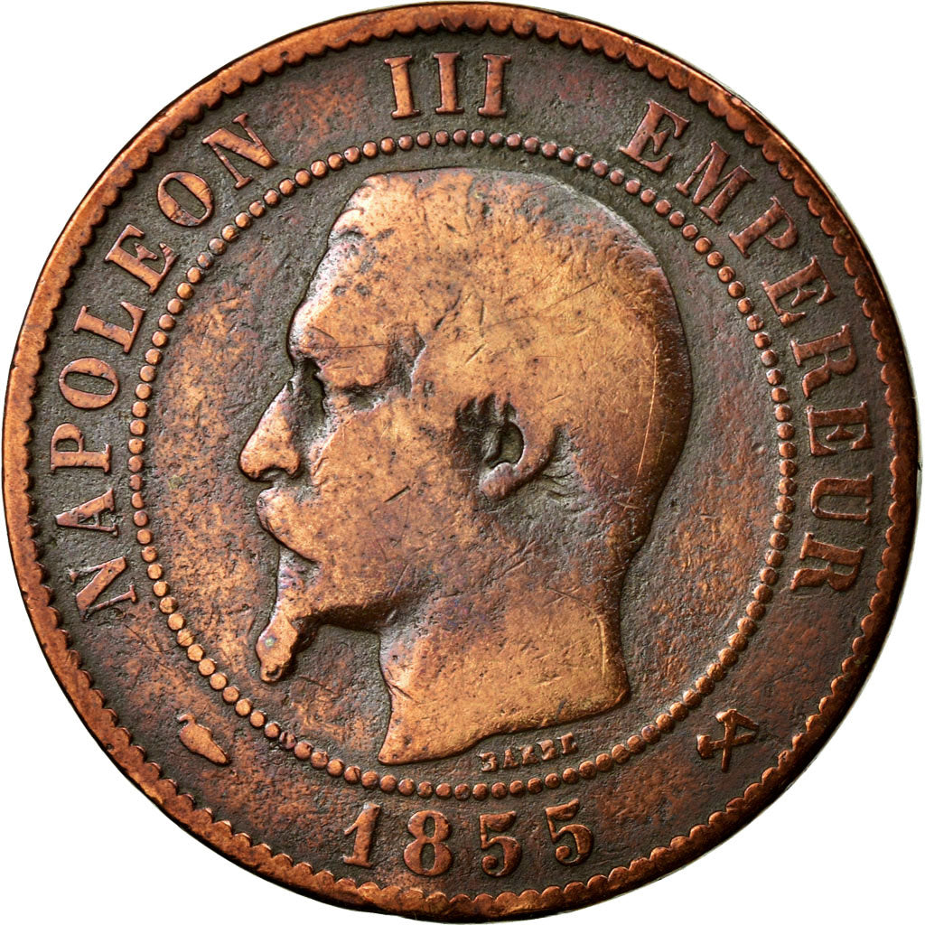 Coin, France, Napoleon III, Napoléon III, 10 Centimes, 1855, Rouen, VG(8-10)