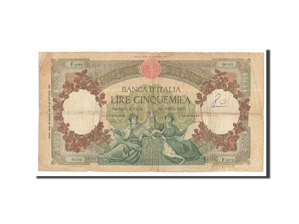Billet, Italie, 5000 Lire, 1961, 1961-03-23, KM:85d, TB