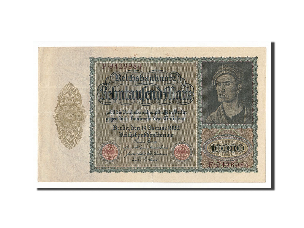 Banknote, Germany, 10,000 Mark, 1922, 1922-01-19, KM:71, AU(50-53)