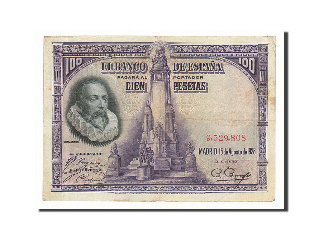 Banknote, Spain, 100 Pesetas, 1928, 1928-08-15, KM:76a, EF(40-45)