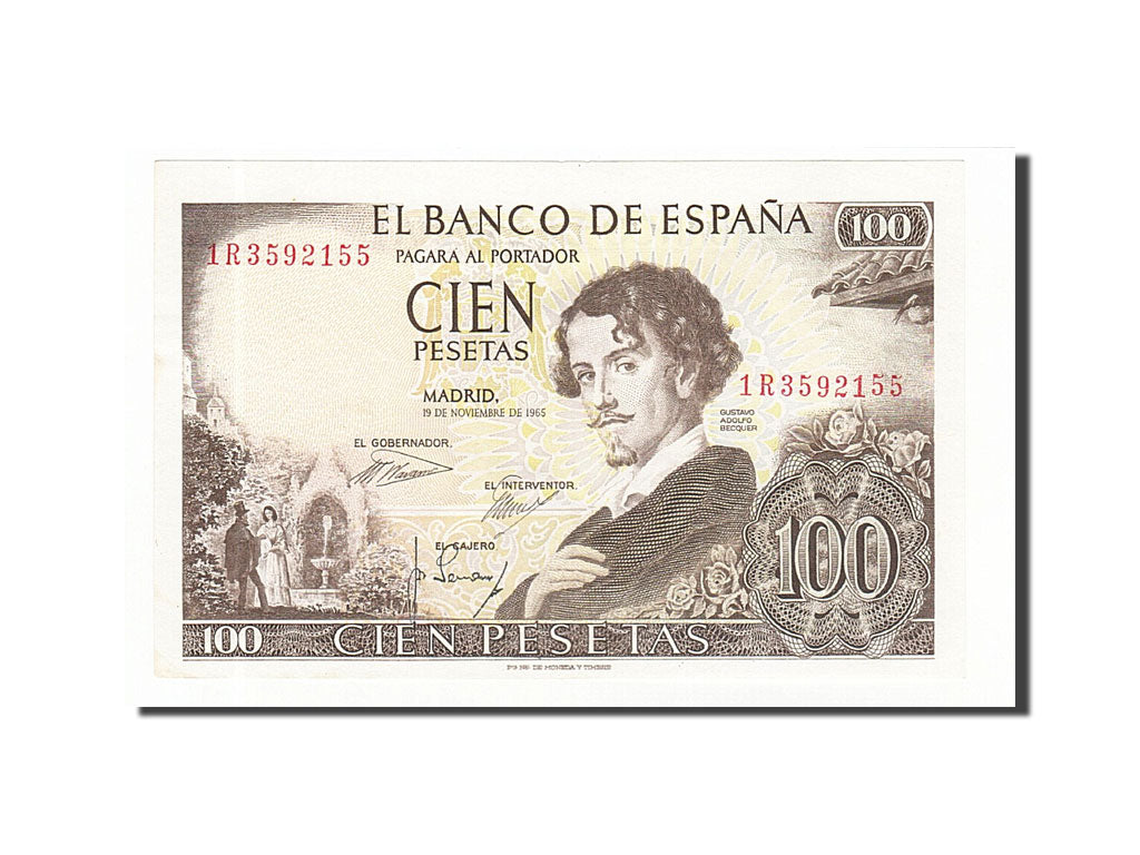 Banknote, Spain, 100 Pesetas, 1965, 1965-11-19, KM:150, AU(55-58)