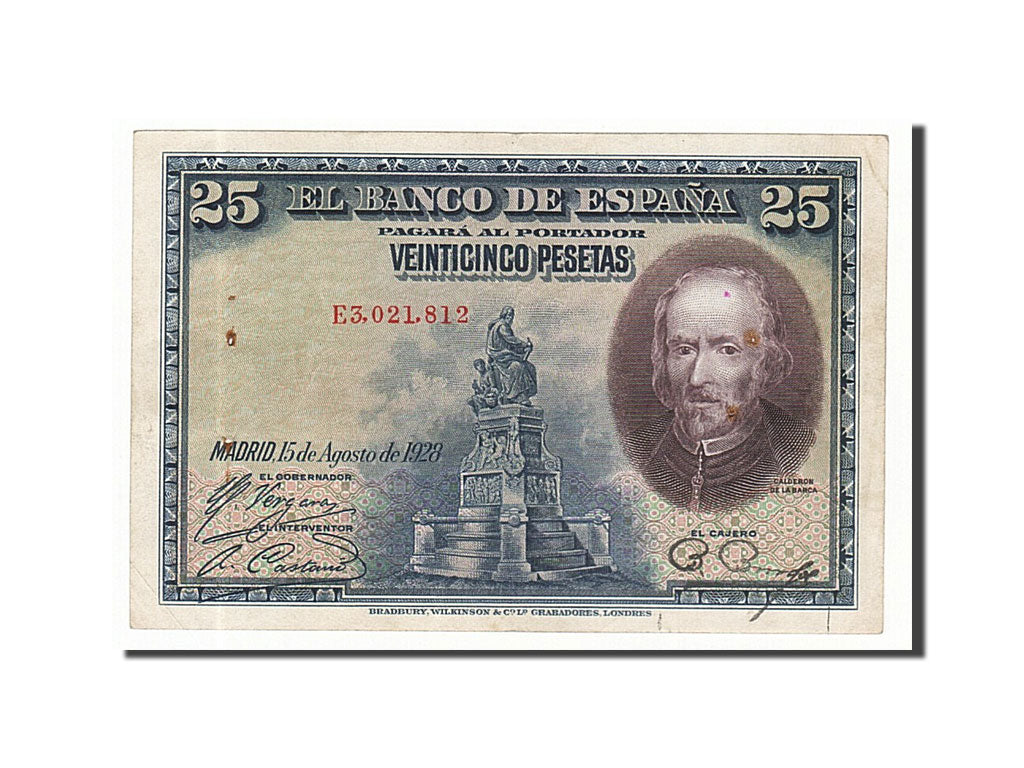 Banknote, Spain, 25 Pesetas, 1928, 1928-08-15, KM:74b, VF(30-35)