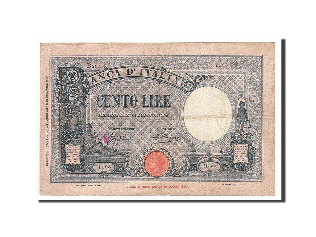 Billet, Italie, 100 Lire, 1934, 1934-10-17, KM:50c, TB+