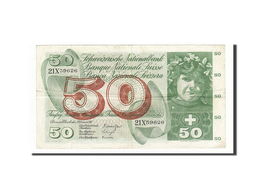 Geldschein, Schweiz, 50 Franken, 1965, 1965-12-23, KM:48f, SS