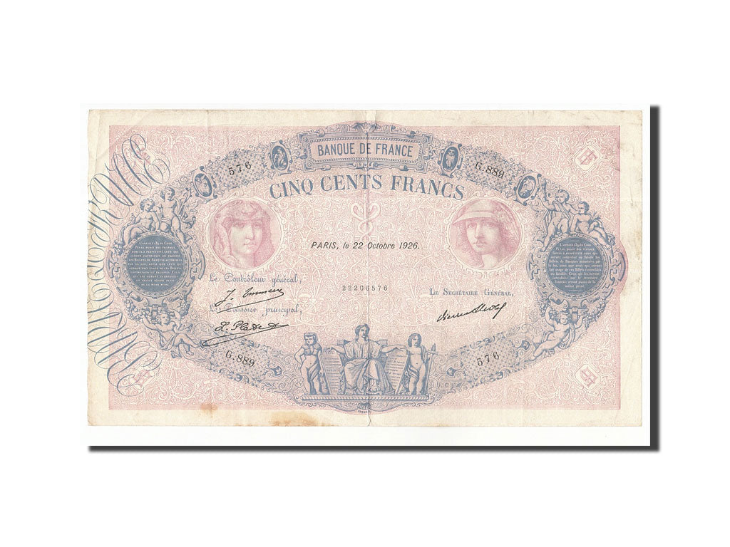 Geldschein, Frankreich, 500 Francs, 1926, 1926-10-22, S+, Fayette:30.29, KM:66k