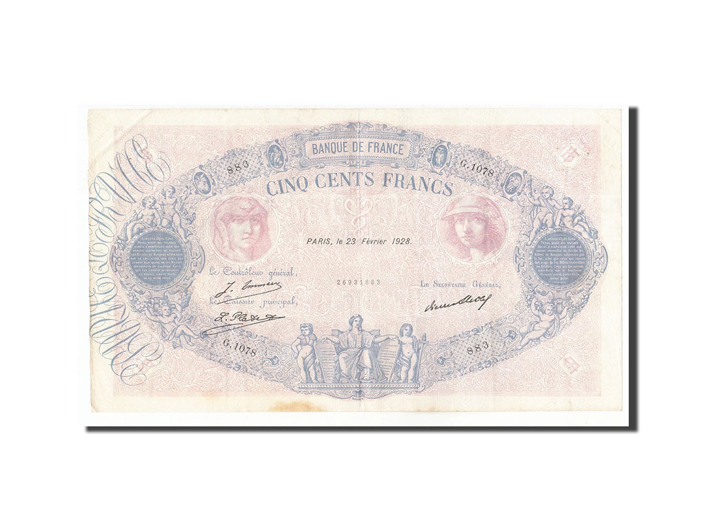 Geldschein, Frankreich, 500 Francs, 1928, 1928-02-23, S+, Fayette:30.31, KM:66k