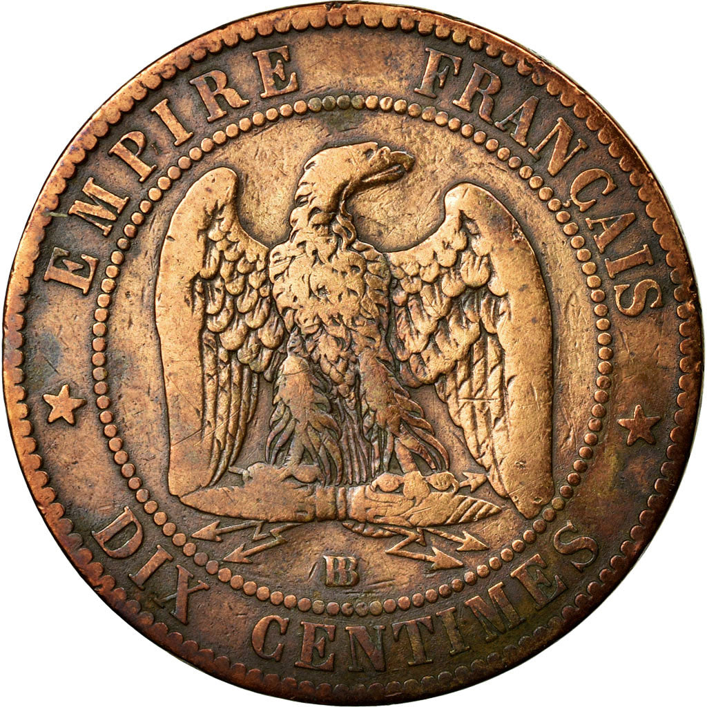 Moneta, Francia, Napoleon III, Napoléon III, 10 Centimes, 1857, Strasbourg, B+