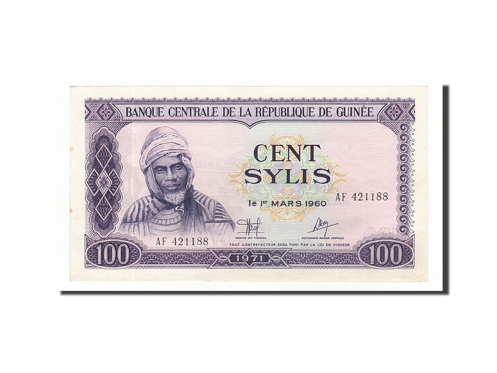 Geldschein, Guinea, 100 Sylis, 1971, 1960-03-01, KM:19, UNZ-
