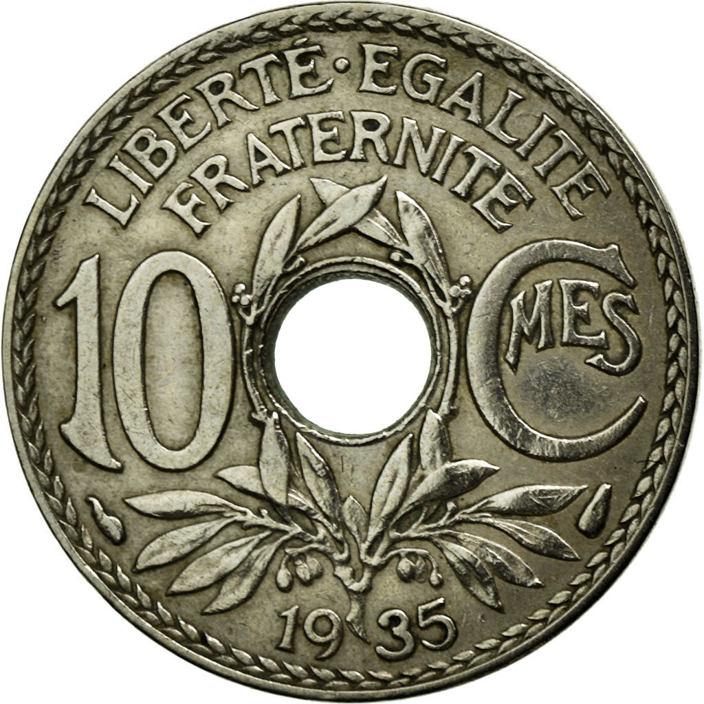 Moneta, Francia, Lindauer, 10 Centimes, 1935, BB+, Rame-nichel, KM:866a
