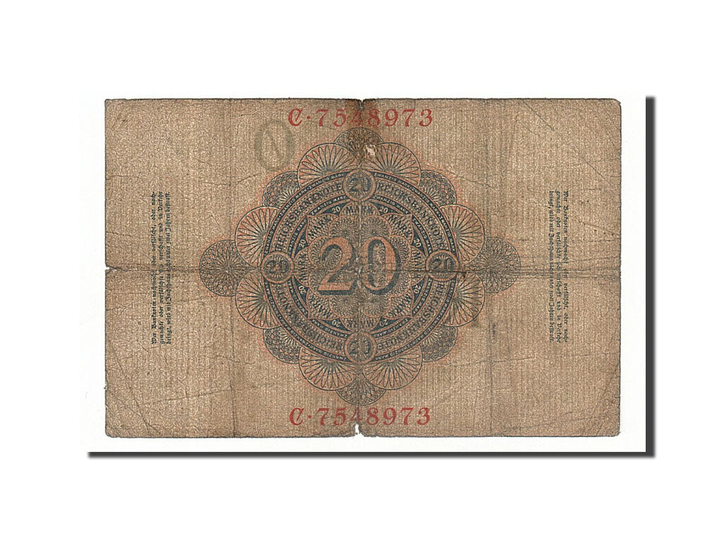 Banknote, Germany, 20 Mark, 1908, 1908-02-07, KM:31, VF(20-25)