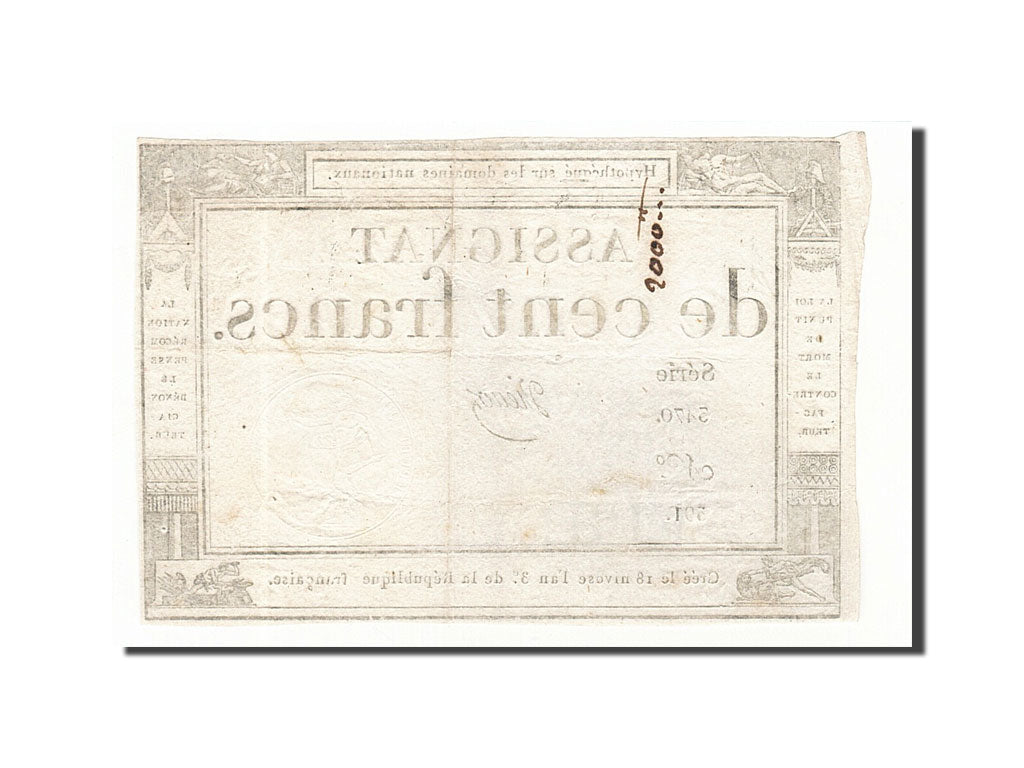 Biljet, Frankrijk, 100 Francs, 1795, 1795-01-07, TTB, KM:A78, Lafaurie:173