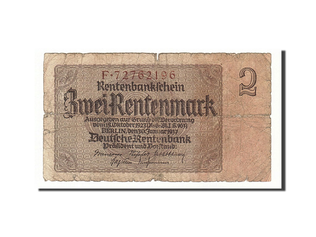 Banknote, Germany, 2 Rentenmark, 1937, 1937-01-30, KM:174b, F(12-15)