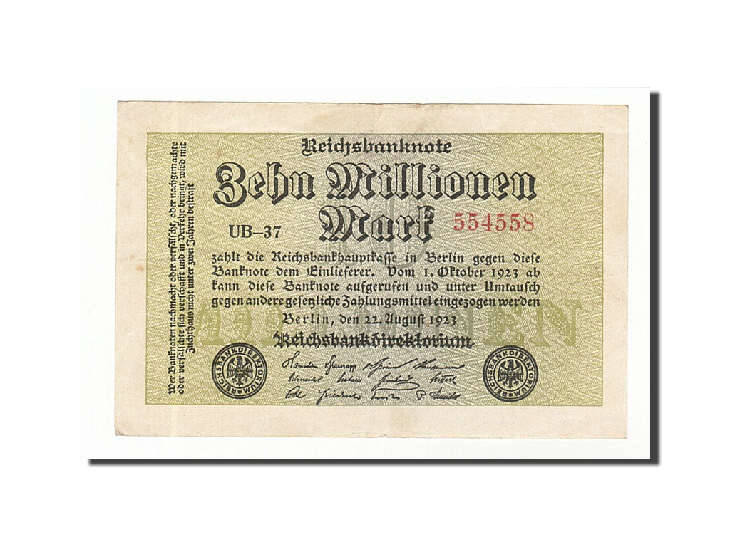 Banknote, Germany, 10 Millionen Mark, 1923, 1923-08-22, KM:106a, AU(50-53)