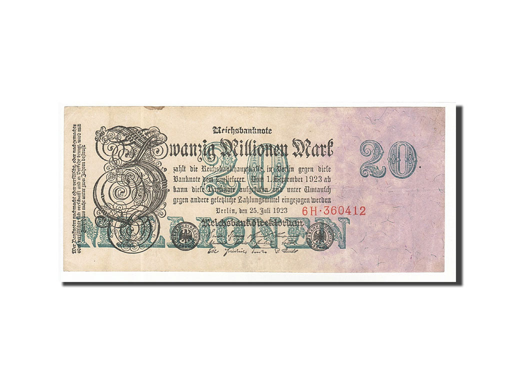 Banknote, Germany, 20 Millionen Mark, 1923, 1923-07-25, KM:97a, EF(40-45)