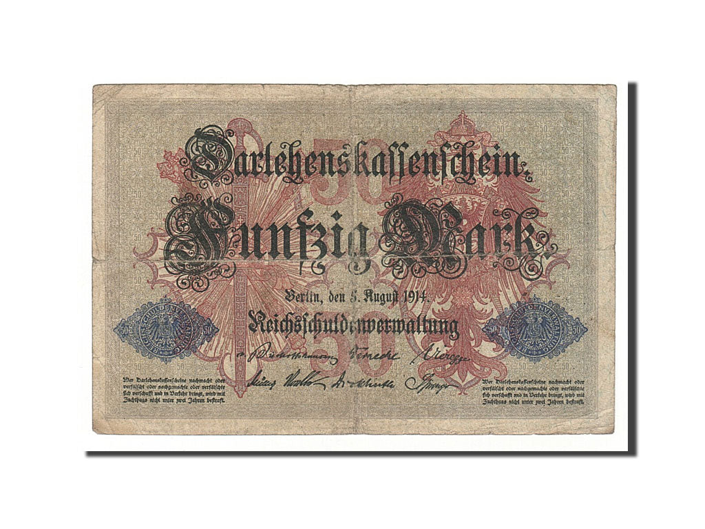 Biljet, Duitsland, 50 Mark, 1914, 1914-08-05, KM:49b, TB+