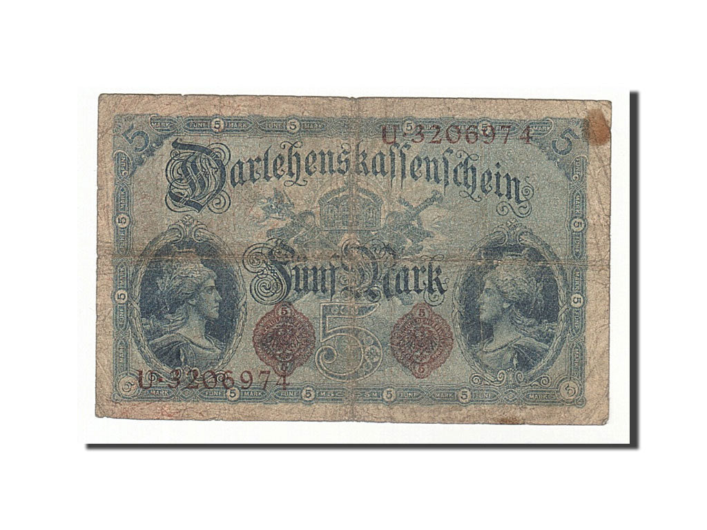 Banknote, Germany, 5 Mark, 1914, 1914-08-05, KM:47b, F(12-15)