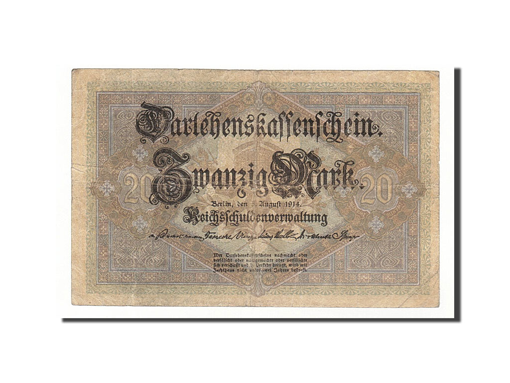 Banknote, Germany, 20 Mark, 1914, 1914-08-05, KM:48b, VF(30-35)