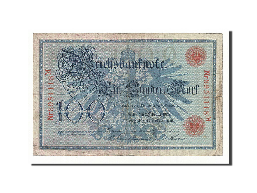 Banknote, Germany, 100 Mark, 1908, 1908-02-07, KM:33a, VF(20-25)
