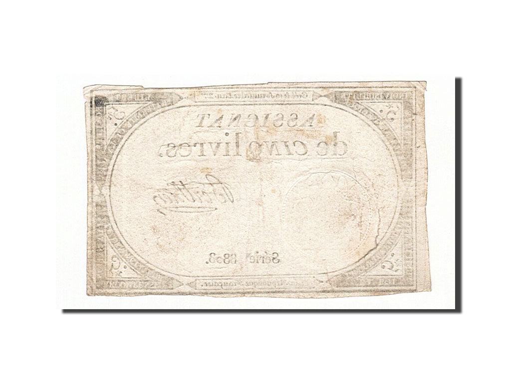 Billete, Francia, 5 Livres, 1793, Berthier, 1793-10-31, MBC, KM:A76