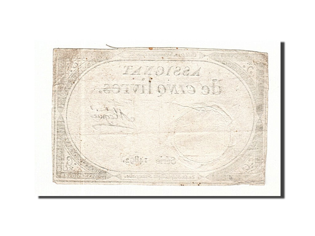 Billete, Francia, 5 Livres, 1793, Mégnié, 1793-10-31, MBC, KM:A76