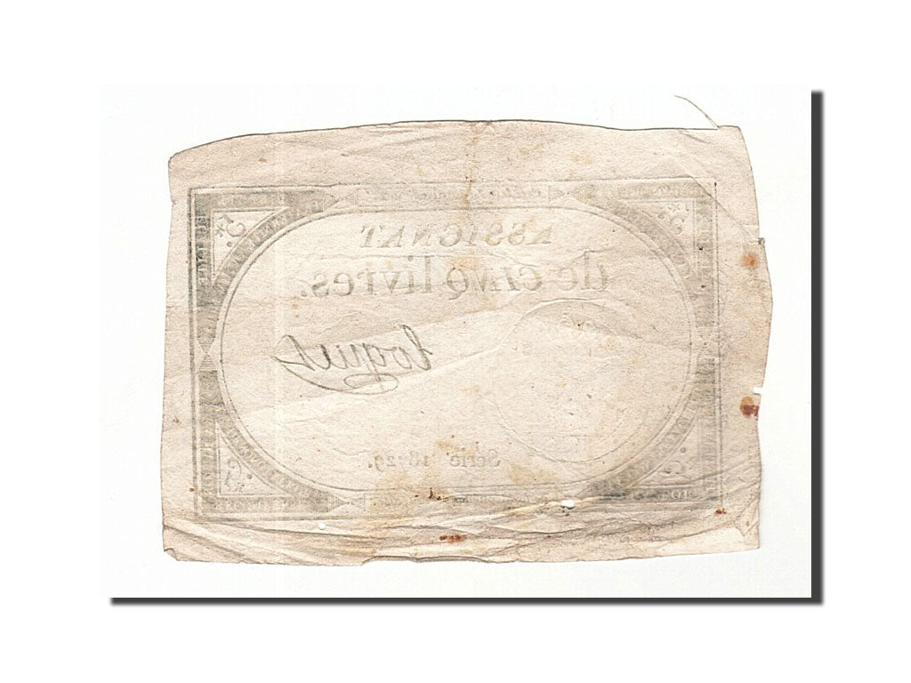 Biljet, Frankrijk, 5 Livres, 1793, Loquet, 1793-10-31, TTB, KM:A76, Lafaurie:171