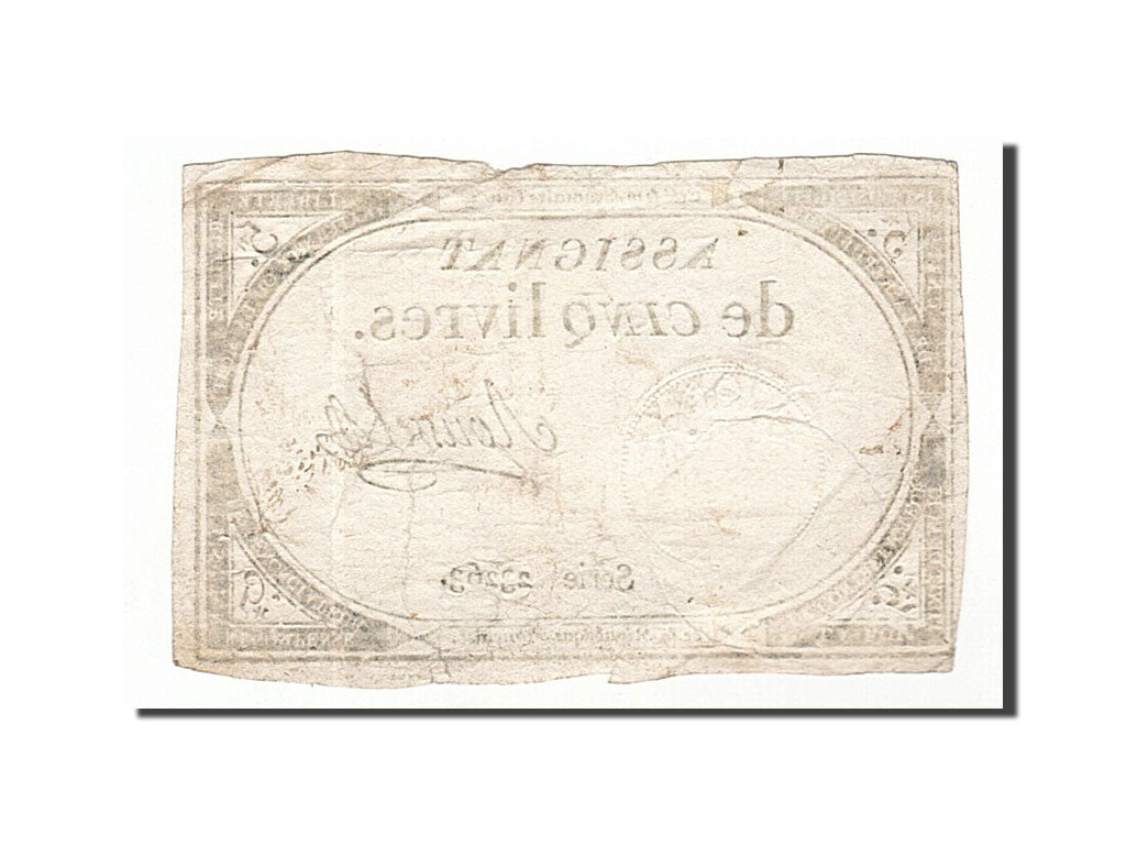 Billet, France, 5 Livres, 1793, 1793-10-31, Roussel, TB+, KM:A76, Lafaurie:171