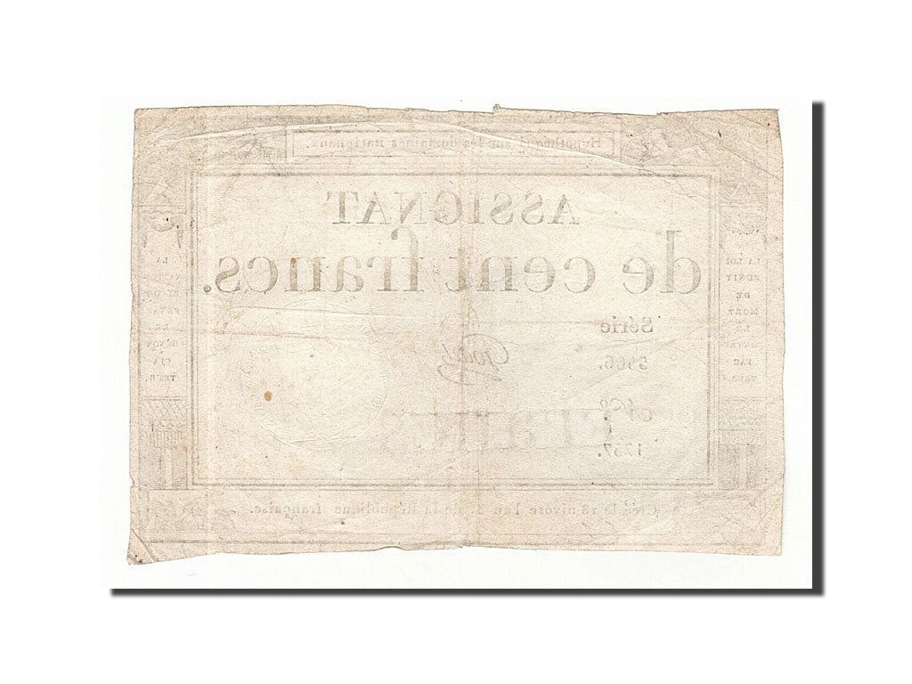 Banknot, Francja, 100 Francs, 1795, Godet, 1795-01-07, EF(40-45), KM:A78