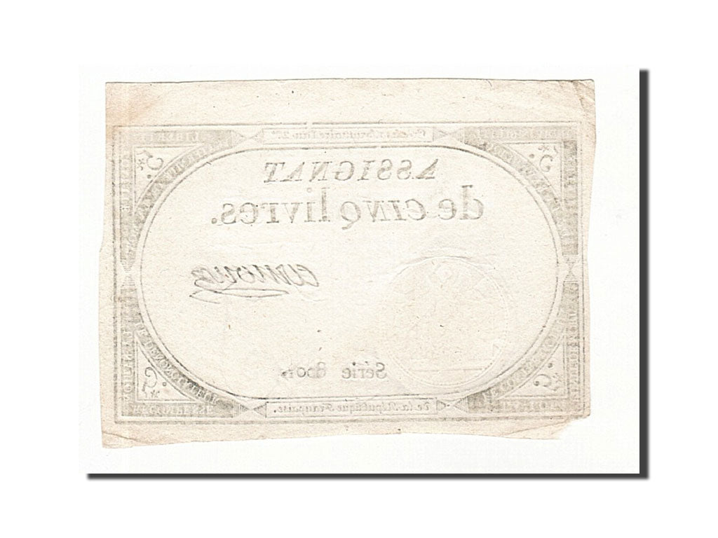 Biljet, Frankrijk, 5 Livres, 1793, Arnoux, 1793-10-31, TTB+, KM:A76