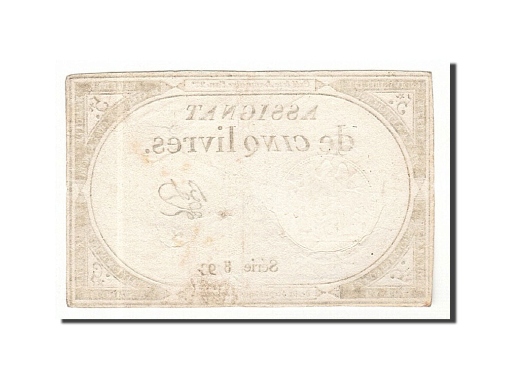 Banknote, France, 5 Livres, 1793, Bot, 1793-10-31, EF(40-45), KM:A76
