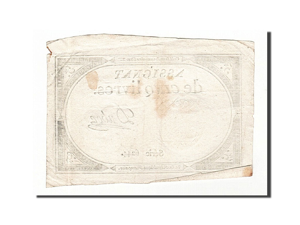 Biljet, Frankrijk, 5 Livres, 1793, Dubosc, 1793-10-31, TTB, KM:A76, Lafaurie:171