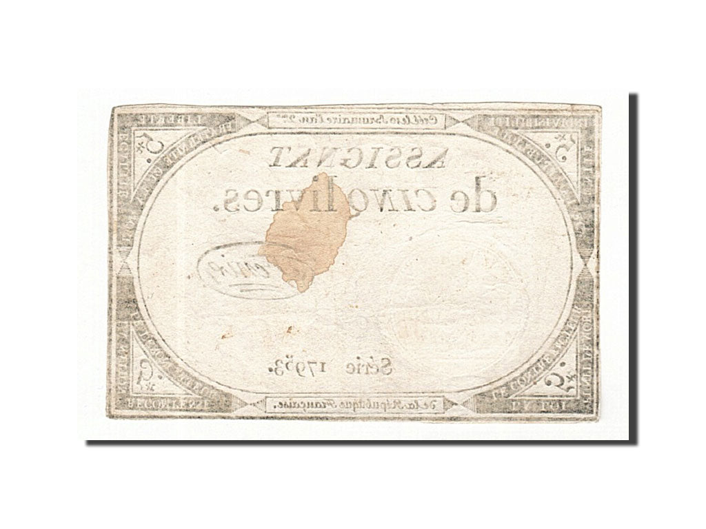 Biljet, Frankrijk, 5 Livres, 1793, Fenix, 1793-10-31, TB+, KM:A76, Lafaurie:171