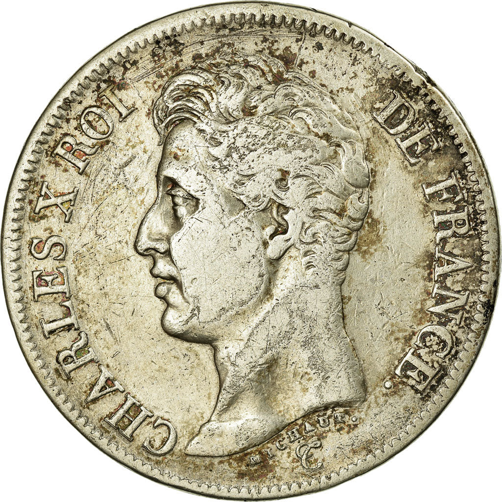 Coin, France, Charles X, 5 Francs, 1826, Lyon, VF(20-25), Silver, KM:720.4