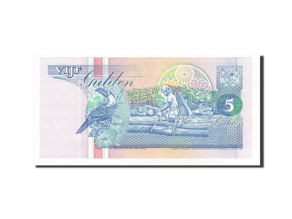 Banknote, Suriname, 5 Gulden, 1991, 1991-07-09, KM:136a, UNC(65-70)