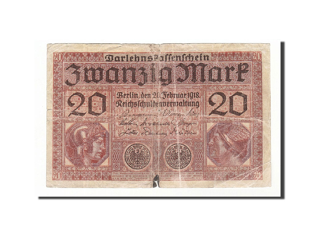Banknote, Germany, 20 Mark, 1918, 1918-02-20, KM:57, F(12-15)