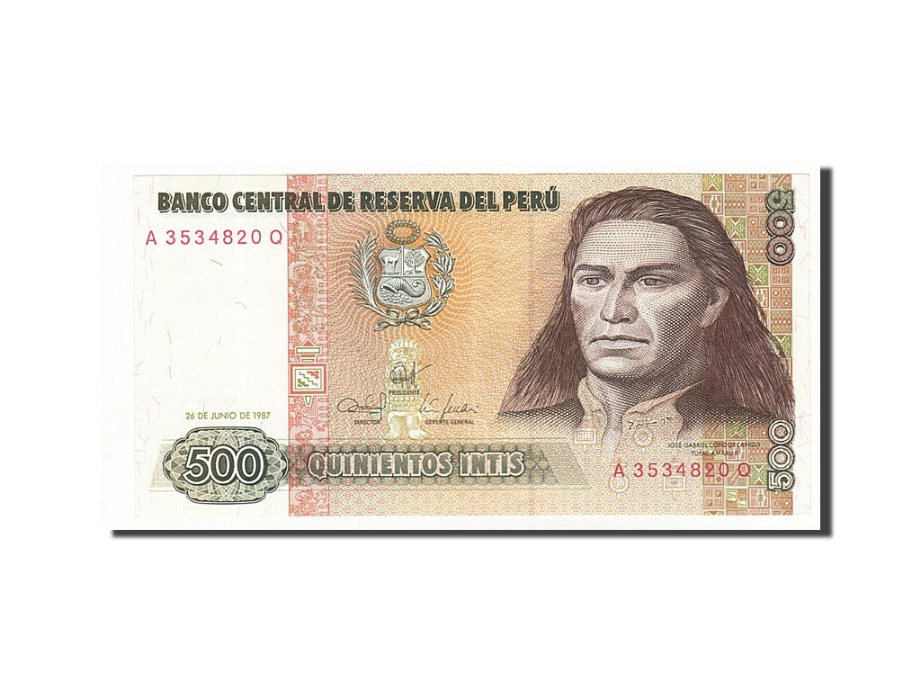 Banknote, Peru, 500 Intis, 1987, 1987-06-26, KM:134b, UNC(60-62)