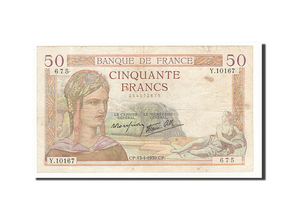 Biljet, Frankrijk, 50 Francs, 1939, 1939-04-13, TTB, Fayette:18.25, KM:85b