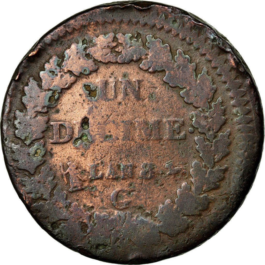 Coin, France, Dupré, Decime, 1799, Geneva, VG(8-10), Bronze, KM:644.6