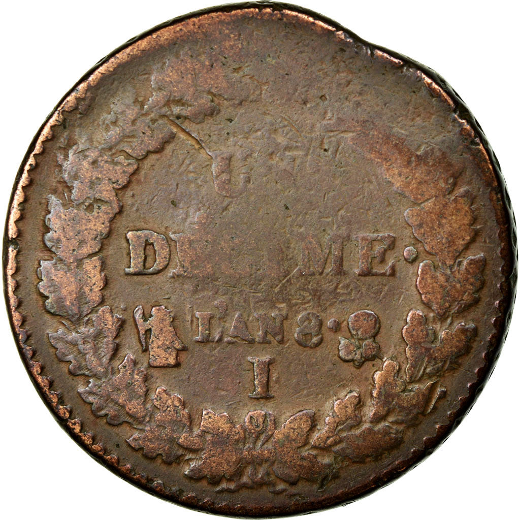 Coin, France, Dupré, Decime, 1799, Limoges, VG(8-10), Bronze, KM:644.7