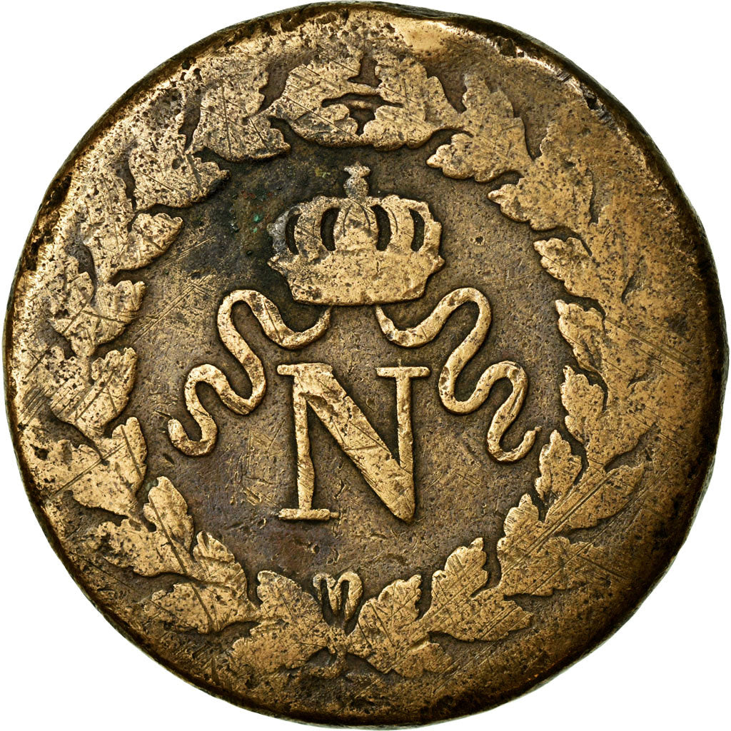 Coin, France, Napoléon I, Decime, 1814, Strasbourg, F(12-15), Bronze, KM:700