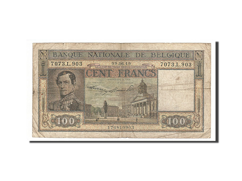 Banknote, Belgium, 100 Francs, 1949, 1949-06-09, KM:126, VF(20-25)