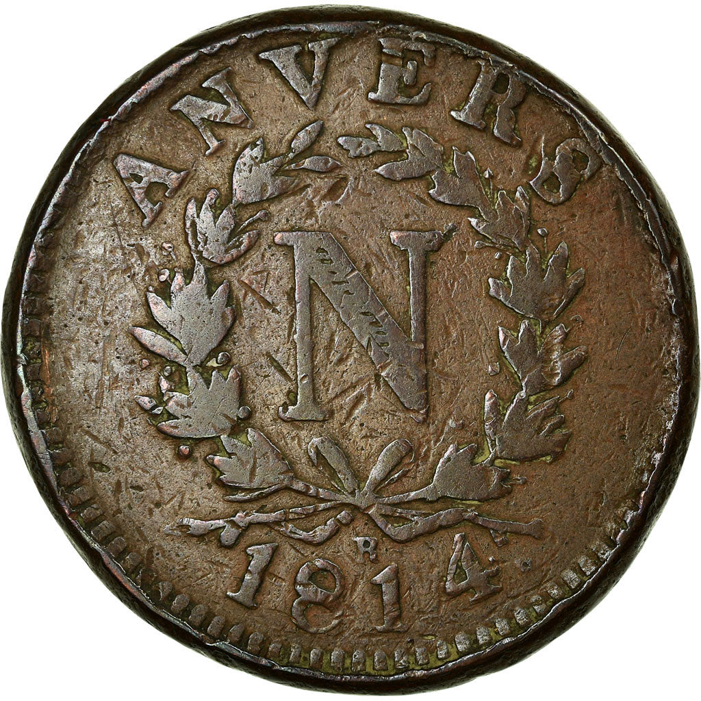 Coin, FRENCH STATES, ANTWERP, 10 Centimes, 1814, Anvers, F(12-15), Bronze