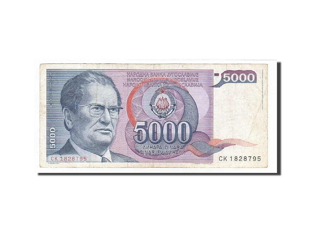 Banknote, Yugoslavia, 5000 Dinara, 1985, 1985-05-01, KM:93a, VF(30-35)